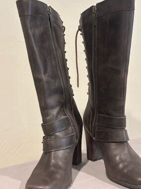 RARE Harley Davidson Sheila Tall Brown Leather Lace-Up Women's Boots